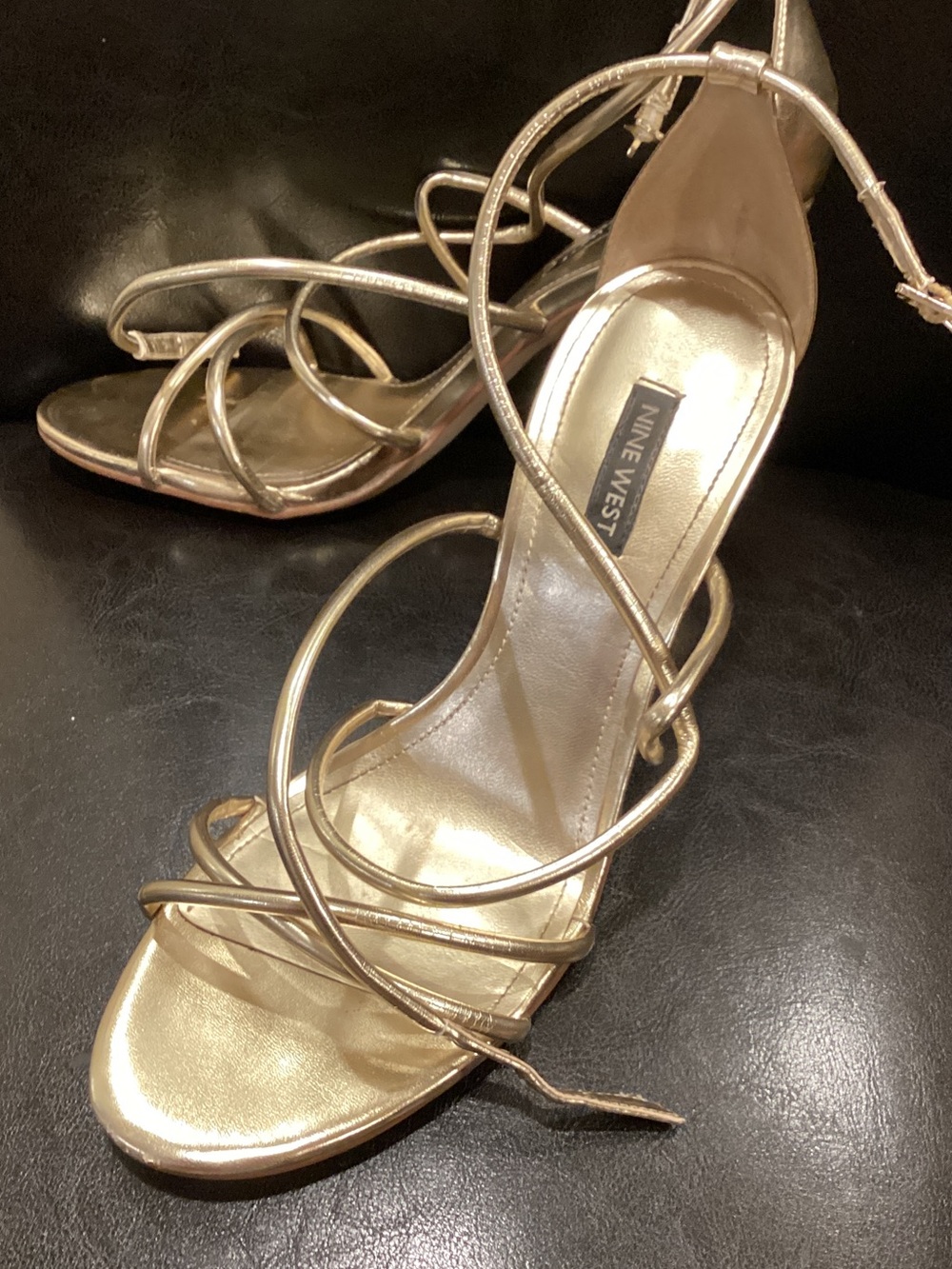 Nine West Metallic Gold Strappy Heeled Sandals